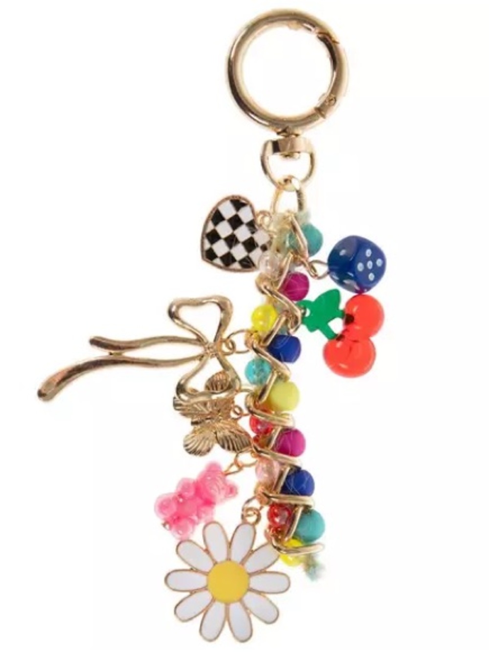 New Trendy Icons Colorful Daisy & Charm Gold Keychain Bag Charm
